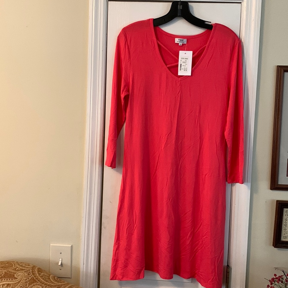 Coral dress.